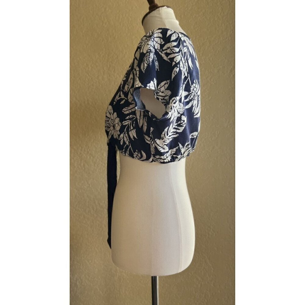 Swell Women's Palmia Floral Navy Blue Tie Front Crop Top Size S M L - Picture 8 of 11